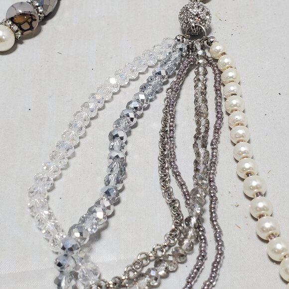 Ali Khan 7-Strand Pearl & Clear Glass Necklace with gift box - Picture 5 of 9